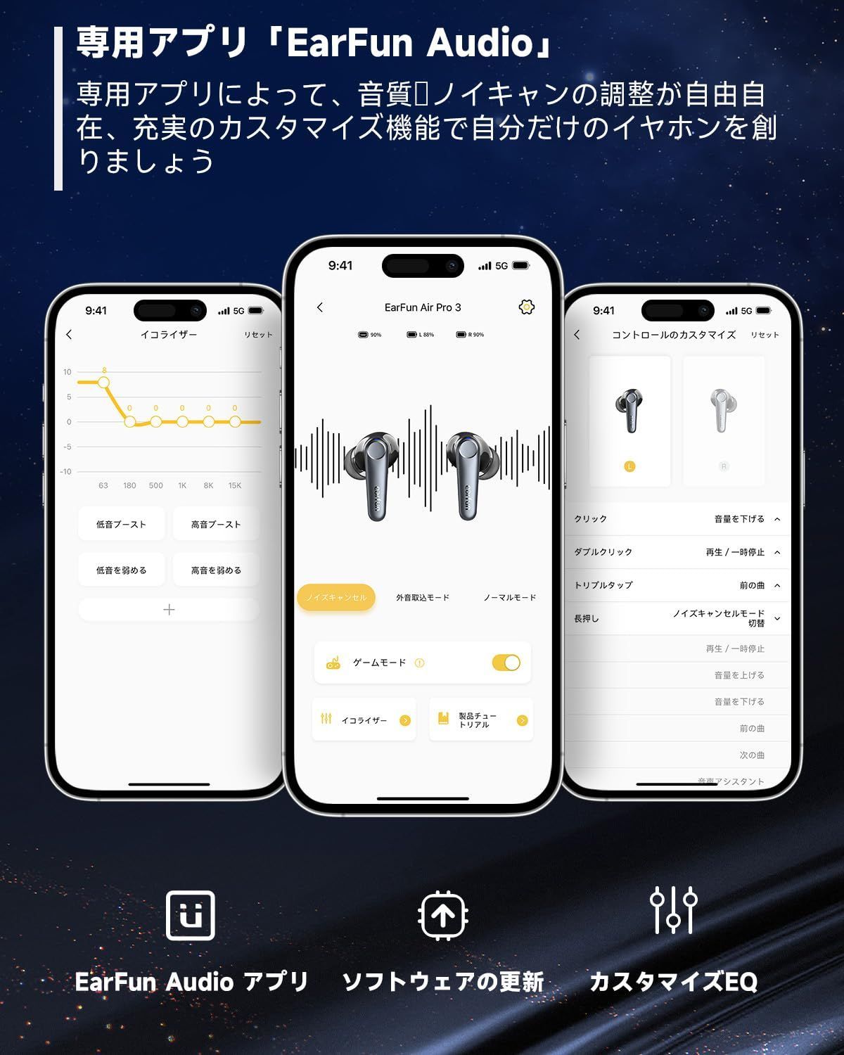 ANC搭載完全ワイヤレスイヤホン Bluetooth