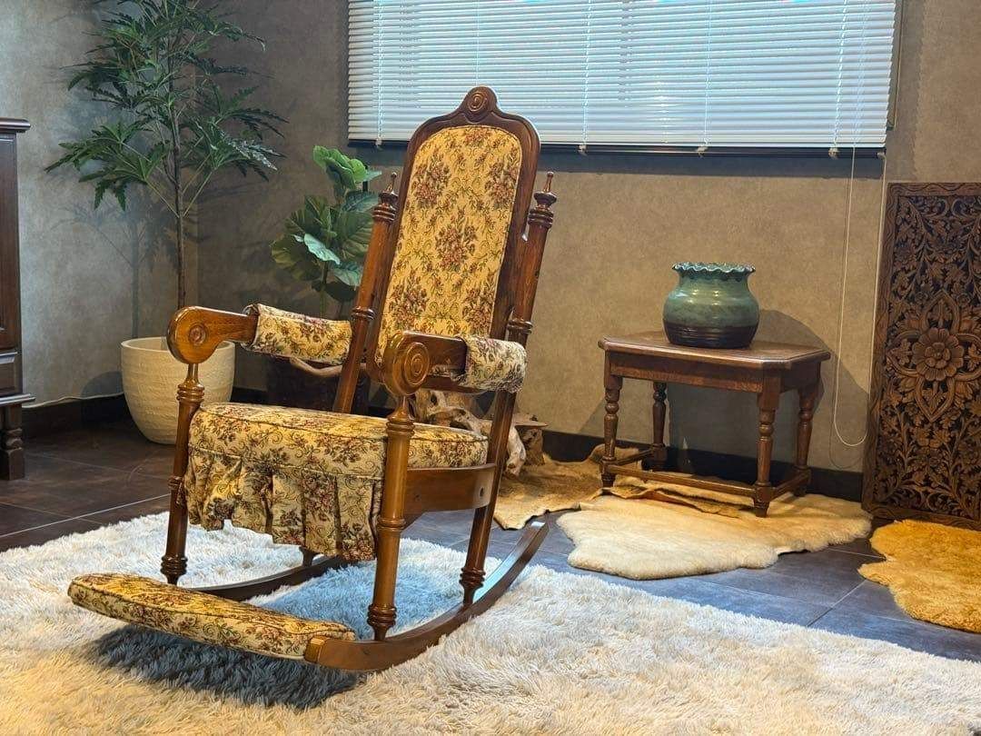 ロッキングチェア ソファ ゴブラン模様 アームチェア ゆり椅子 SZ