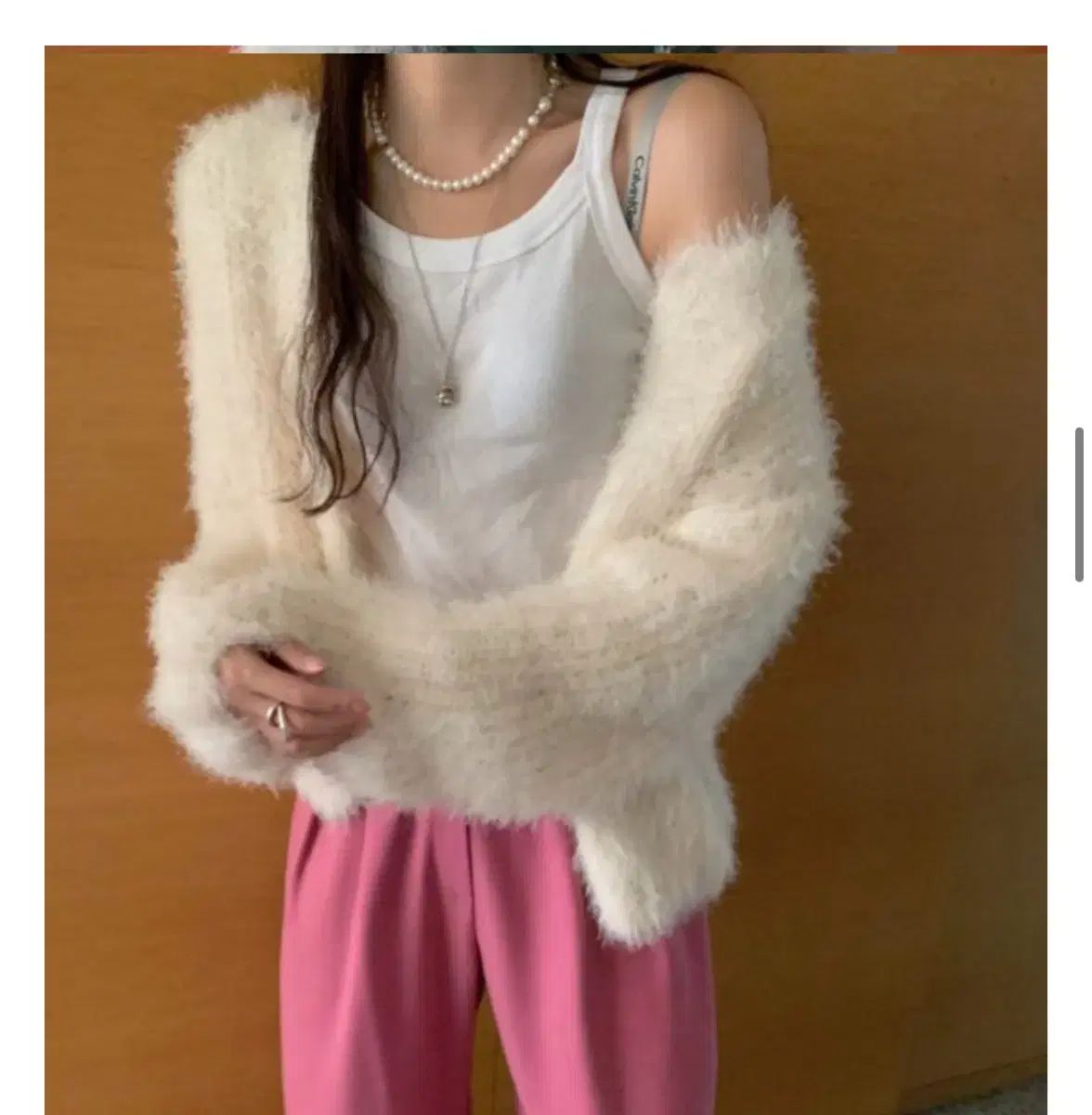 ポスター アルパカ ファー カーディガン - アイボリー