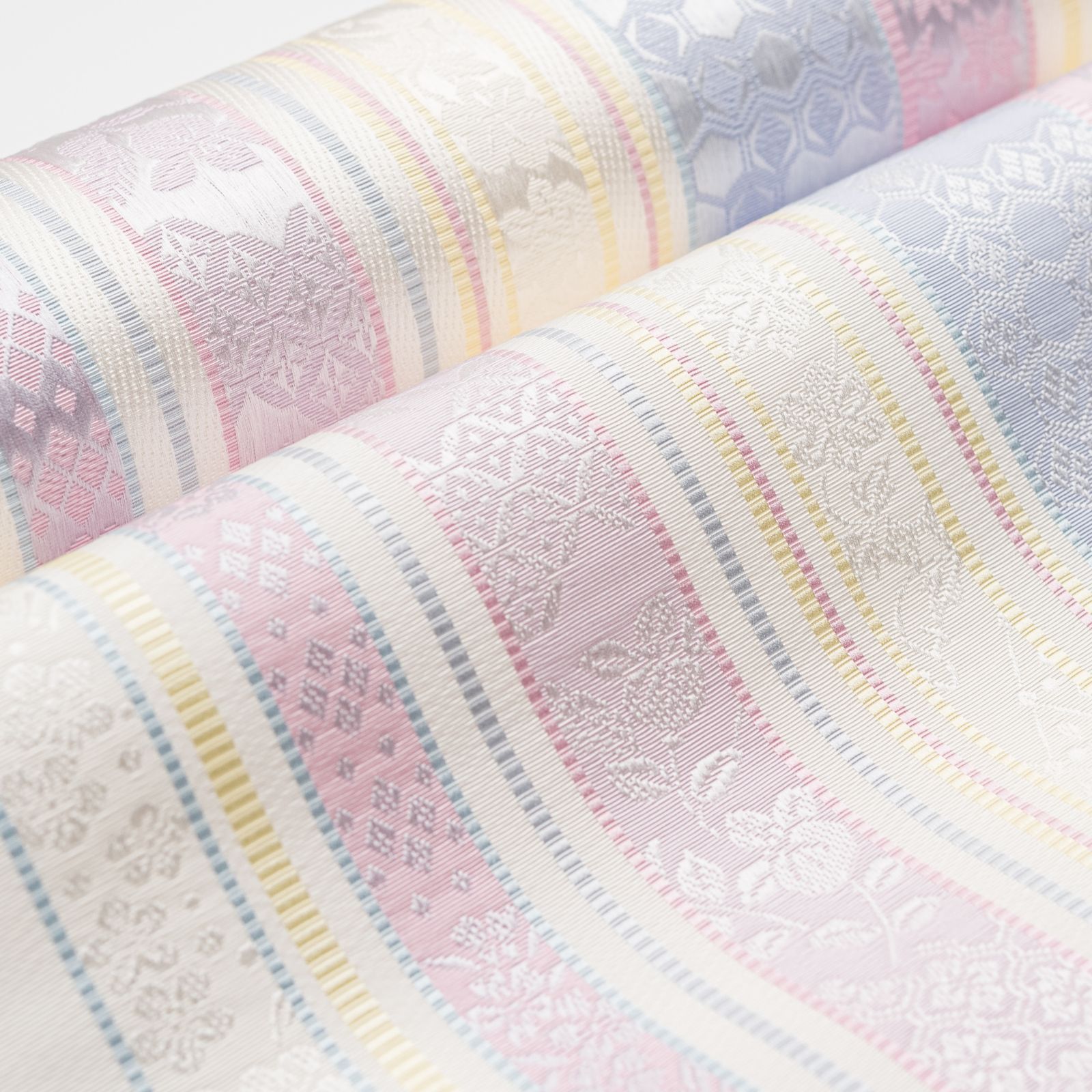 お仕立て付き 本場筑前博多織 間道 八寸 パステル