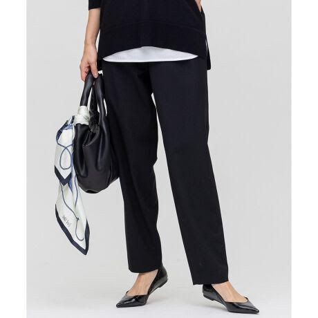 743t 大きいサイズ 23区 ウール混 クリアツイルストレッチ パンツ 44 3L ブラック