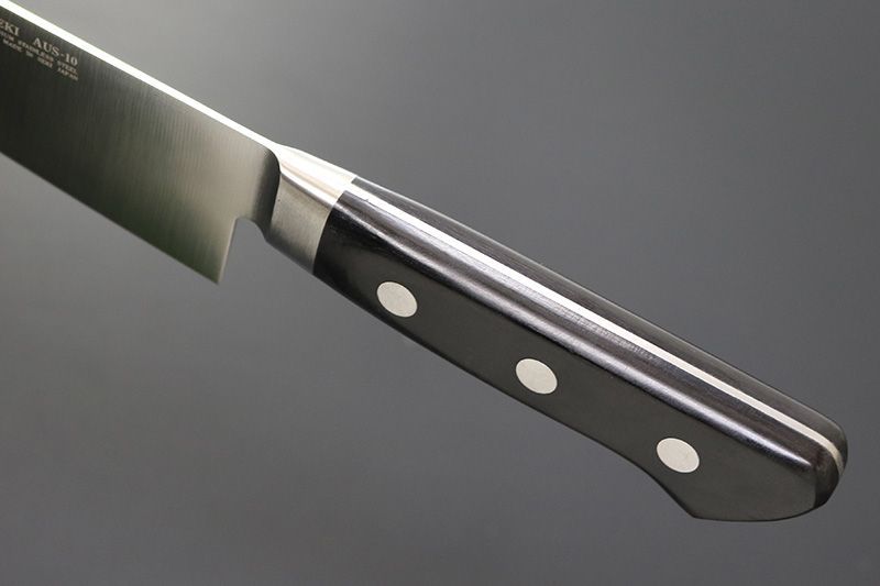 包丁 KC-171 兼常作 モリブデン鋼AUS-10 口金付黒合板柄 牛刀 180mm 本刃付 家庭用 おしゃれ プロ用 右利き 左利き