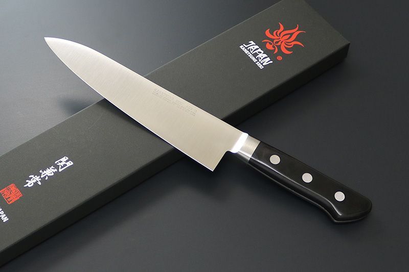 包丁 KC-171 兼常作 モリブデン鋼AUS-10 口金付黒合板柄 牛刀 180mm 本刃付 家庭用 おしゃれ プロ用 右利き 左利き