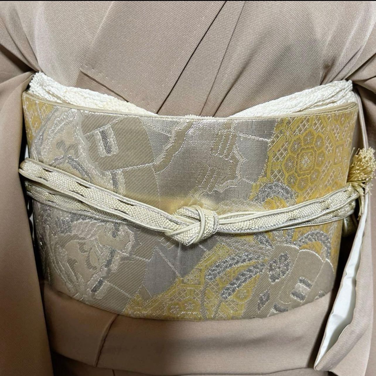 未使用近い 美品 袷 正絹 友禅 訪問着 フルセット 西陣唐織金箔袋帯