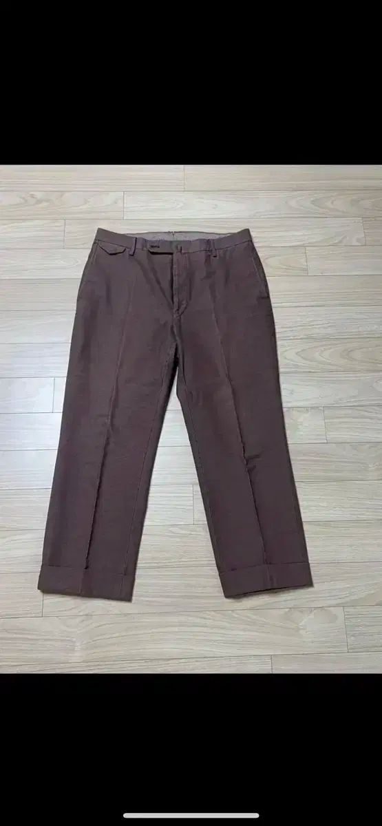 週末 越前屋 ノータック ブラウン コットンパンツ 50