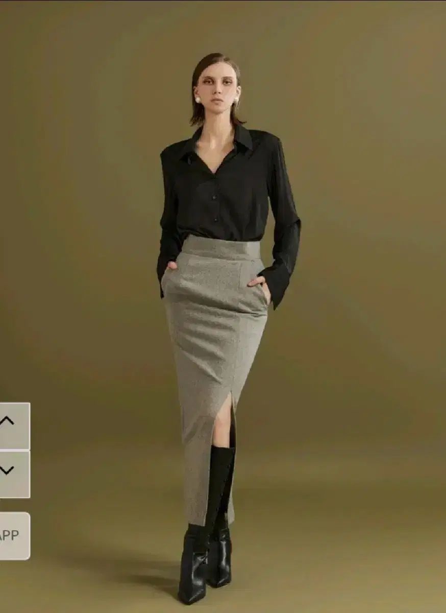 ディントDINTハイウエスト スリット ウール スカート