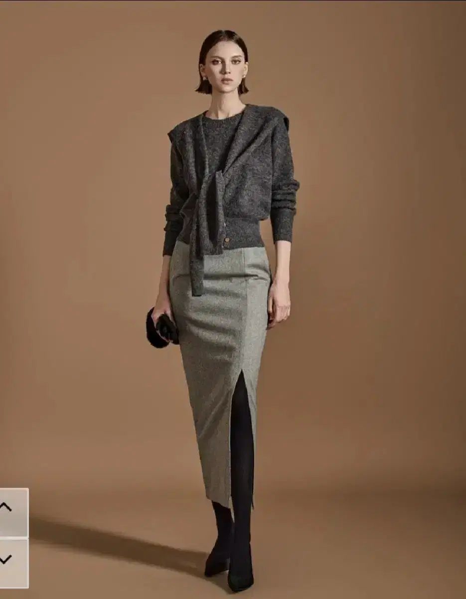 ディントDINTハイウエスト スリット ウール スカート