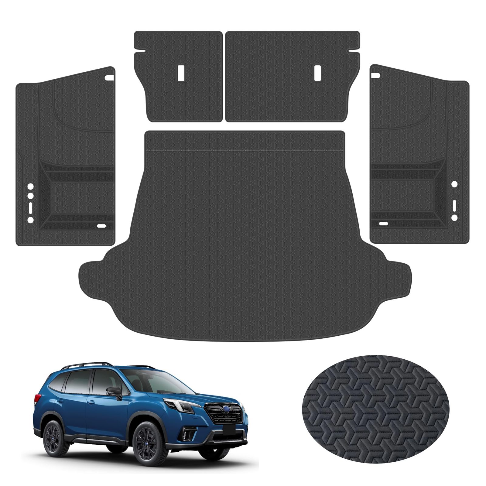 スバル フォレスター ラゲッジマット SK系 2019年 車種 トランクマット フルカバー 荷室側面カバー 背もたれカバー シートバックカバー 合成革製カーゴマット 防水 傷防止 ブラック