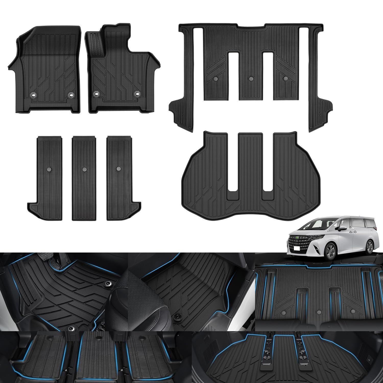 Virauto トヨタ アルファード 40系 ヴェルファイア 3 D フロアマット ラゲッジマット フルセット 7人乗り対応 ALPHARD ～ AGH 4 W AAHH AAHP 45 設計 トランクマット