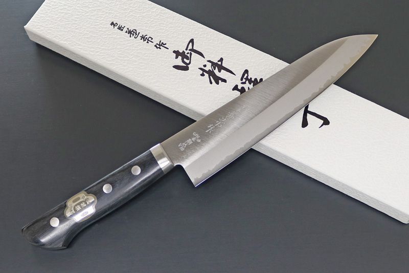 包丁 KC-141 関兼常 名匠兼常作 口金付 本割込DPゴールド 黒合板柄 剣型 家庭用