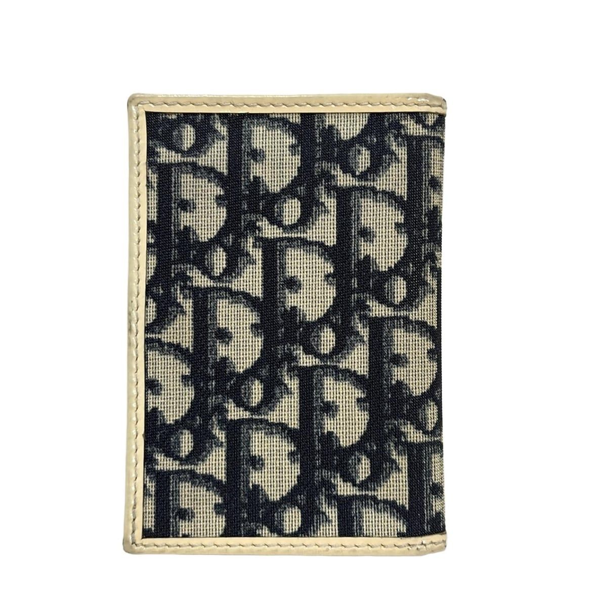 DIOR ChristianDior ディオール クリスチャンディオール パスケース トロッター ダークネイビー×アイボリー レザー