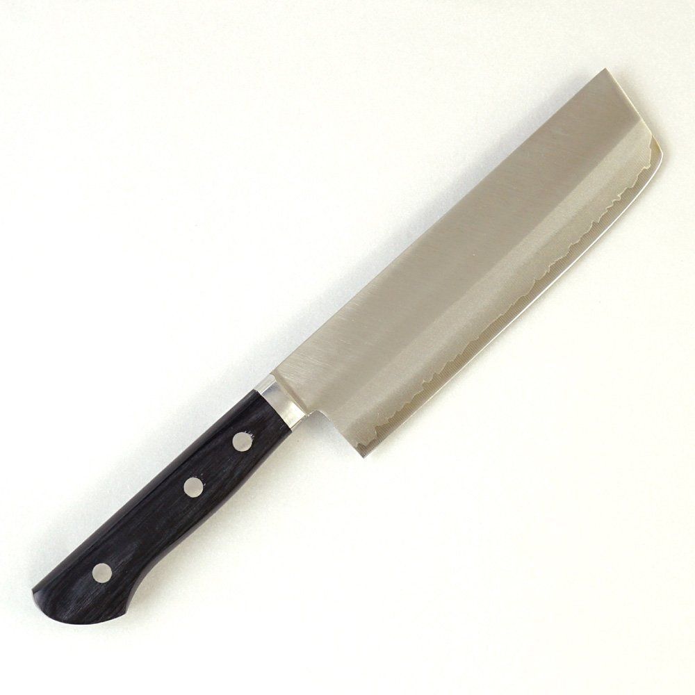 包丁 KC-143 名匠 関兼常作 口金付 本割込DPゴールド 黒合板柄 薄刃型 165mm