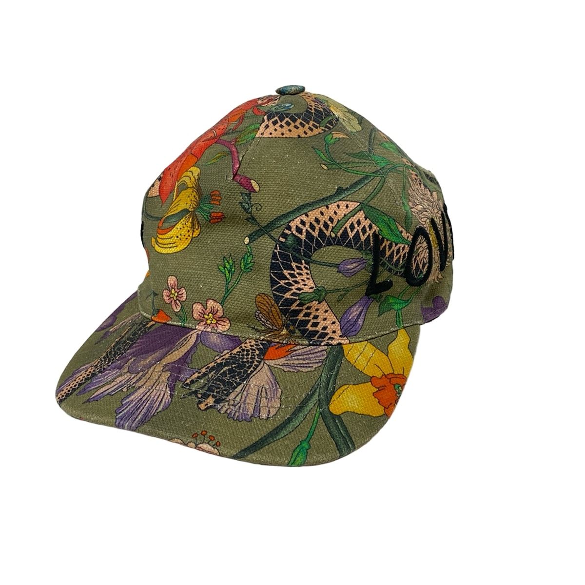 GUCCI グッチ キャップ S57 - カーキ×グリーン×マルチ フローラ 刺繍