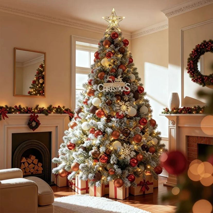 2025新款 雪白 サンタクロース ツリー 感 漂う雪 フェイクツリー 家庭用 デコレーションセット