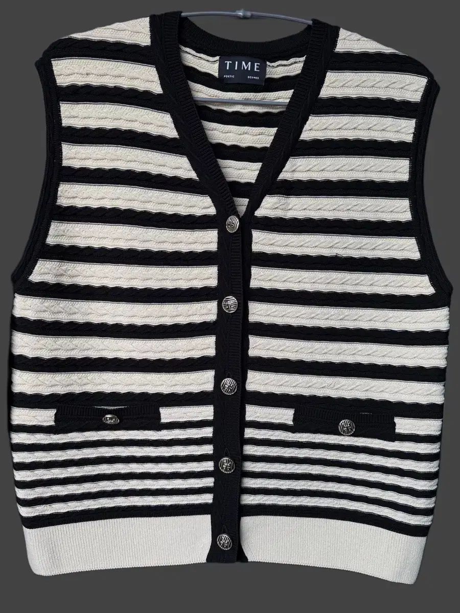 タイム フレンチ ボーダー柄 ベスト