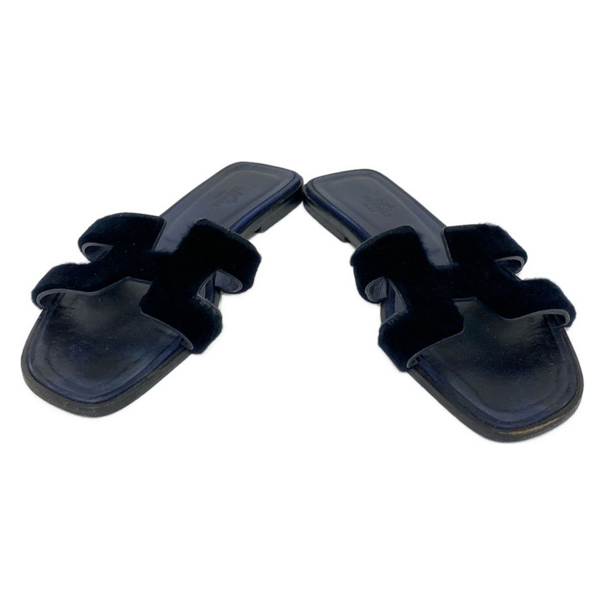 HERMES エルメス ミュール 38 レディース オラン 黒