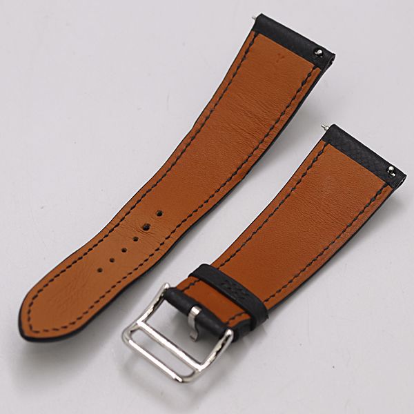 良品 エルメス 純正ベルト レザー ブラックカラー 23MM用 メンズ腕時計