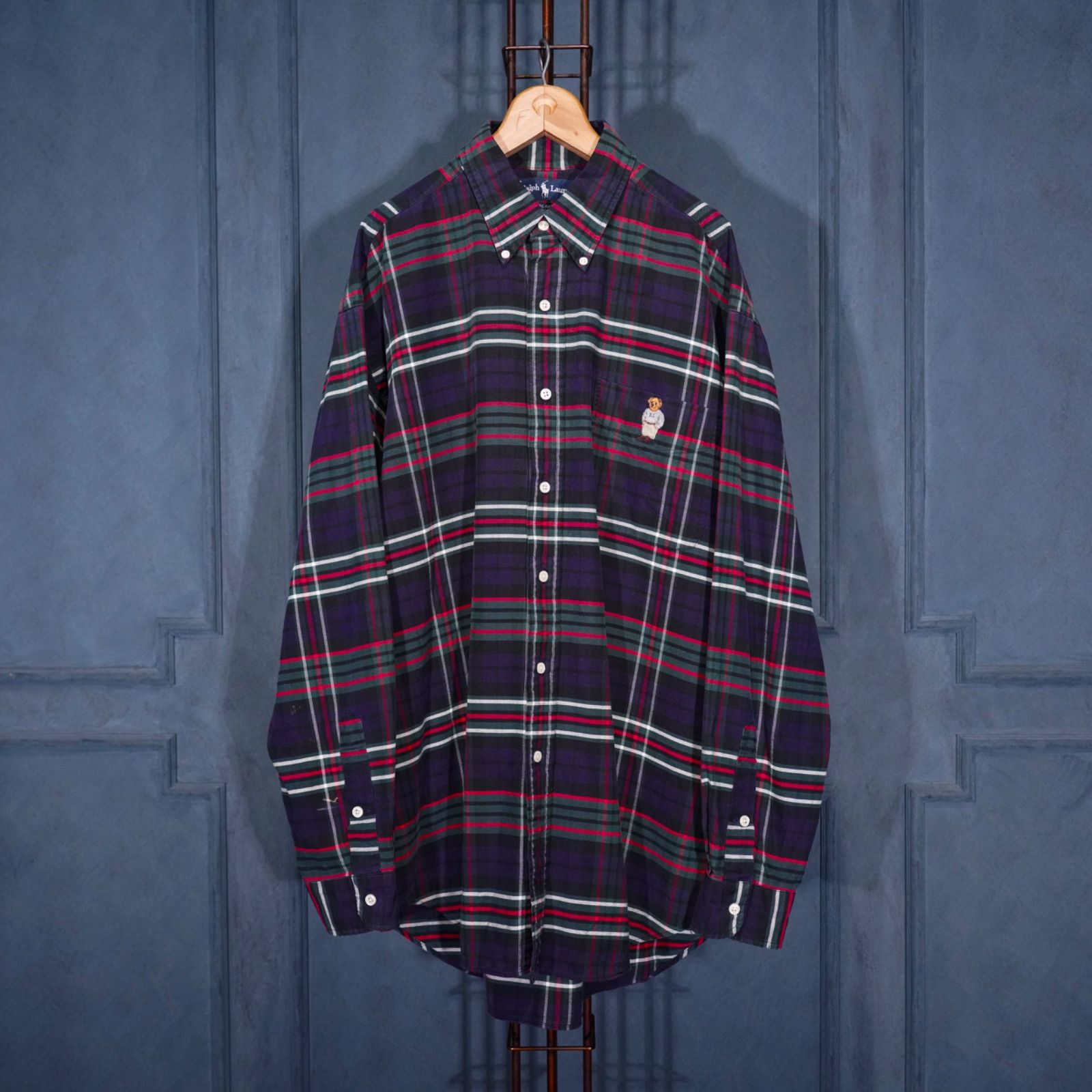 USA VINTAGE Ralph Lauren BLAKE CHECK PATTERNED POLO BEAR 