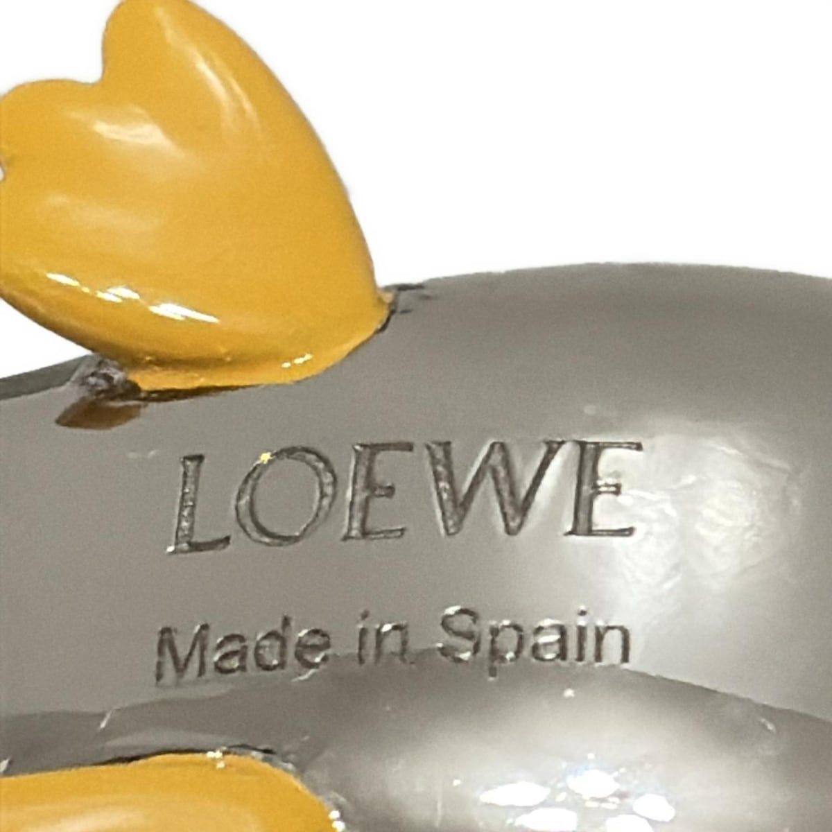  LOEWE ロエベ キーホルダー チャーム ダック スプーン シルバー×イエロー アヒルモチーフ キーホルダー キーリング 小物