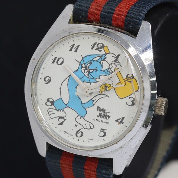 稼働 トムとジェリー 50-7060T 手巻き キャラクター文字盤 メンズ