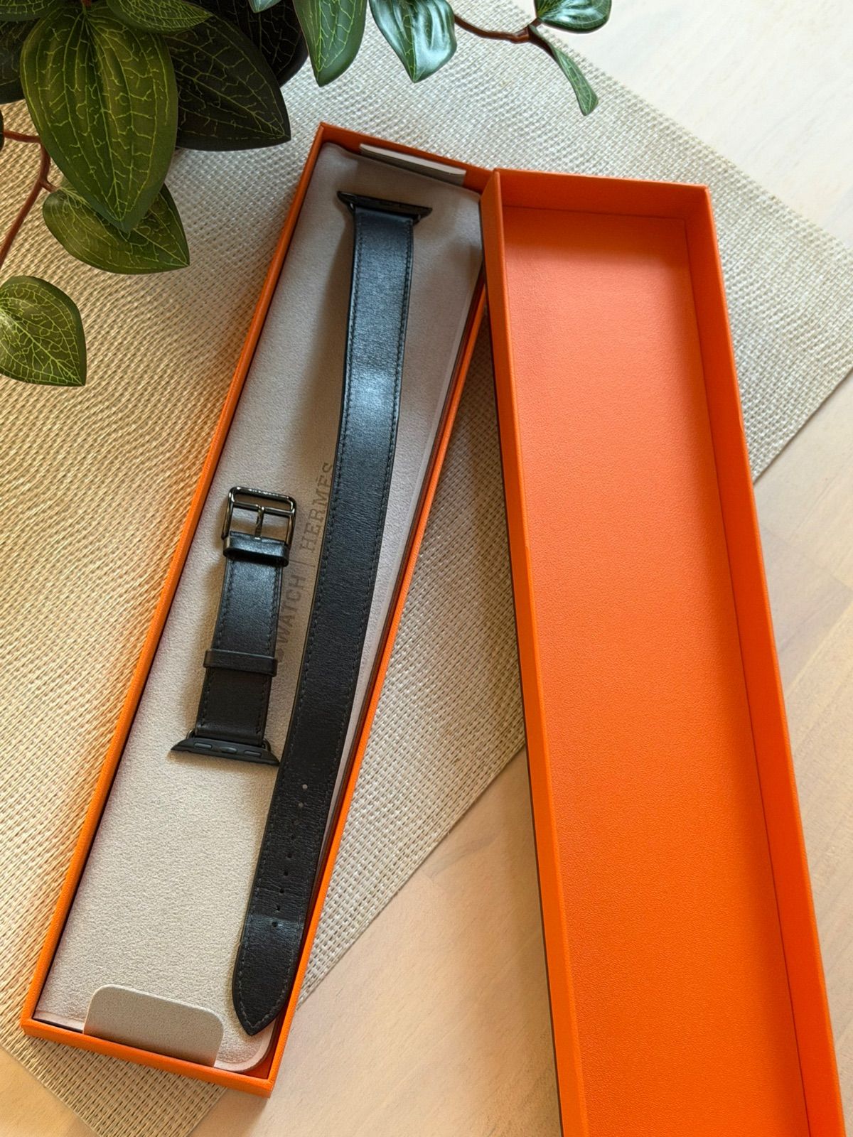 HERMESエルメス Apple Watchバンド レザー ブラック 二十巻き