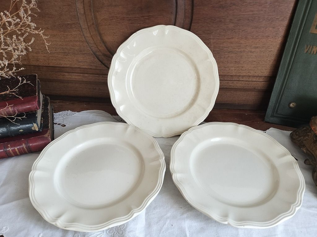 フランス アンティーク 花リム 皿 セット サルグミンヌ 23㎝