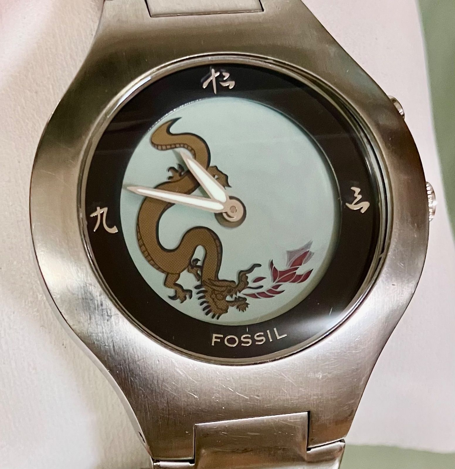 本物 フォッシル FOSSIL BIG TIC 龍 メンズ 腕時計 ☆稼働品☆FOSSIL フォッシル☆BIG TIC☆ビッグティック☆龍 ドラゴン
