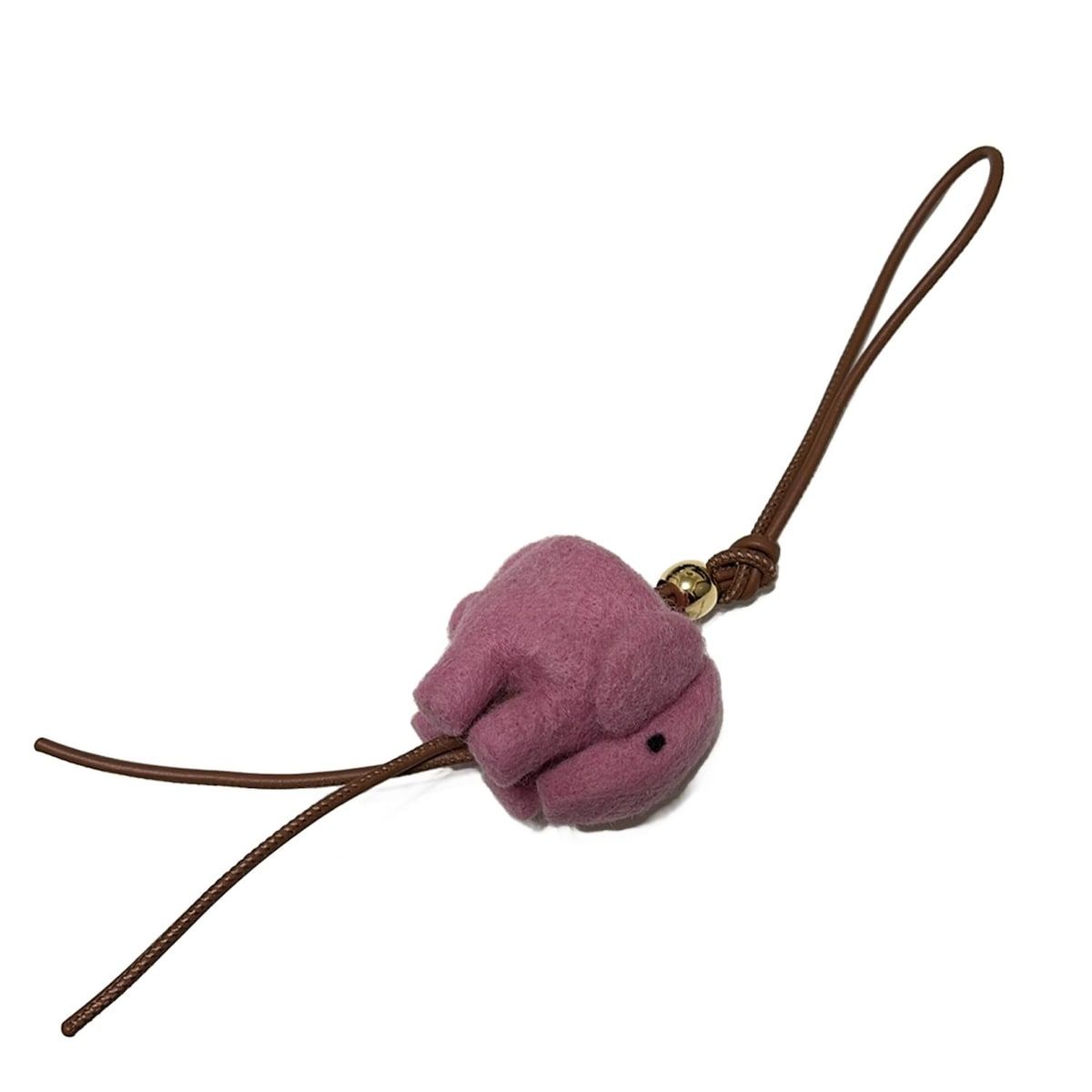 LOEWE ロエベ キーホルダー チャーム エレファント ピンク×ブラウン ゾウモチーフ レザー