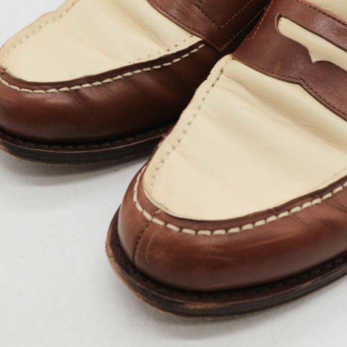 ユナイテッドアローズ × ジャランスリィワヤ コインローファー スリッポン 紳士靴 メンズ 42サイズ ブラウン×ベージュ UNITED ARROWS