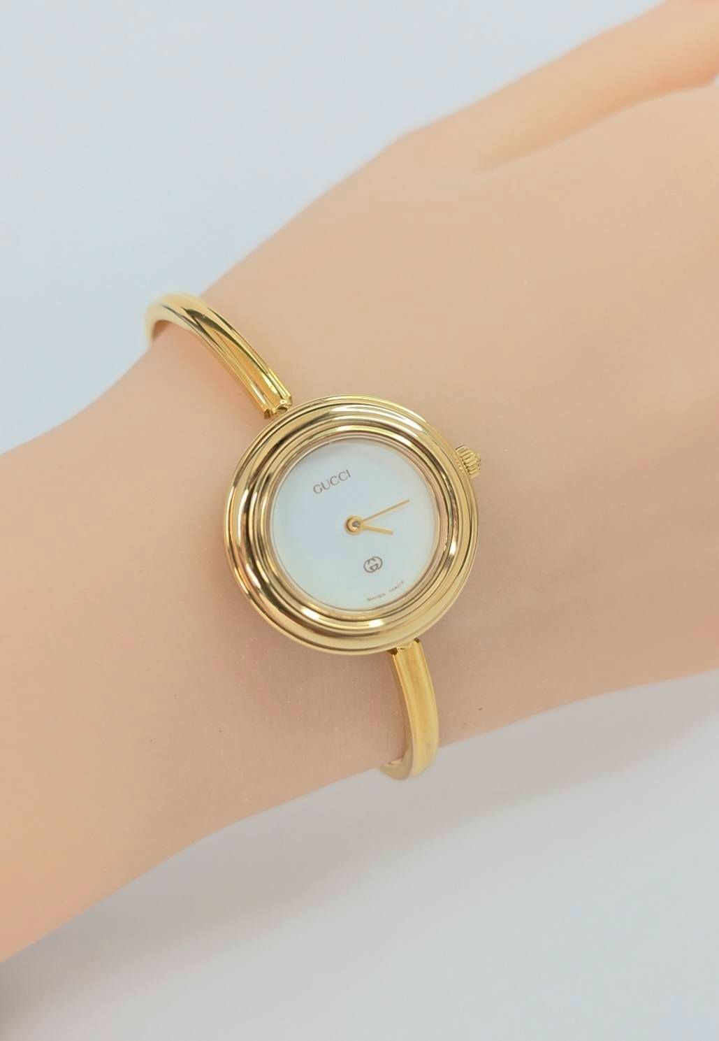 Authentic Gucci Ladies Watch – Change Bezel Yellow G Plated