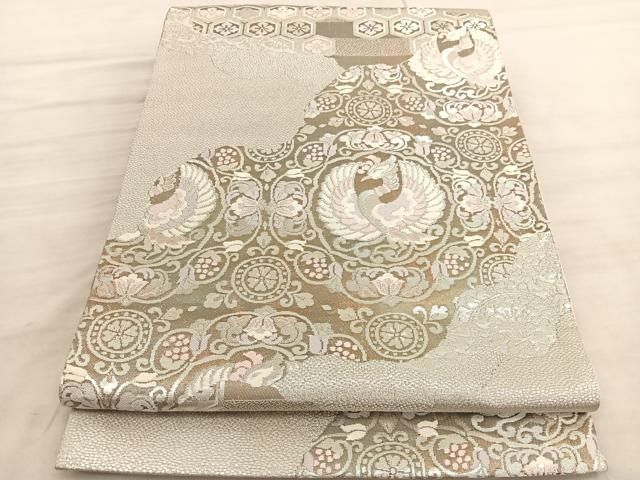 平和屋着物▽六通柄袋帯 唐織 玉庭晴映紋 金銀糸 正絹