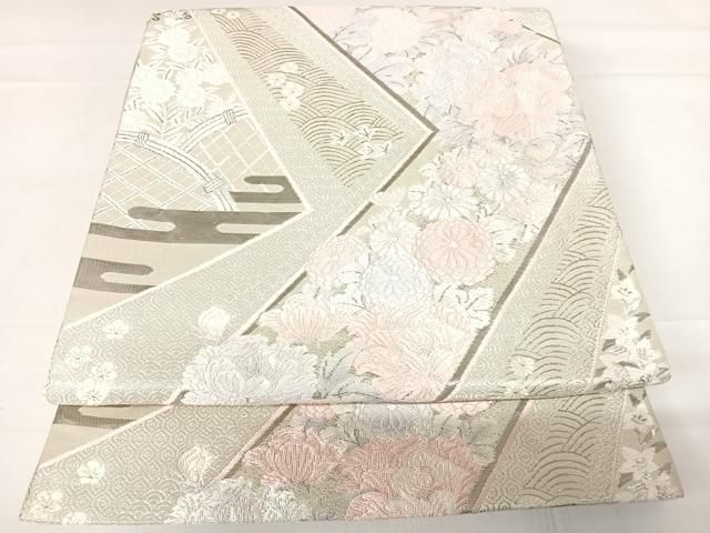 平和屋着物○天目織 お召 草花文 正絹 逸品 AABC0150zg