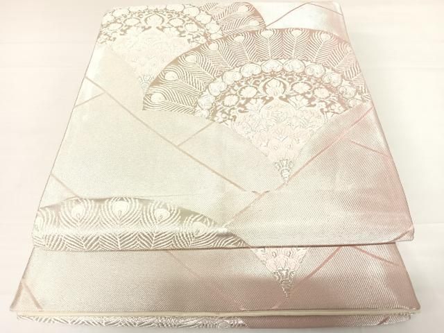 平和屋着物◎六通柄袋帯 唐織 花青海波 銀糸 正絹 逸品 AABC2420yx