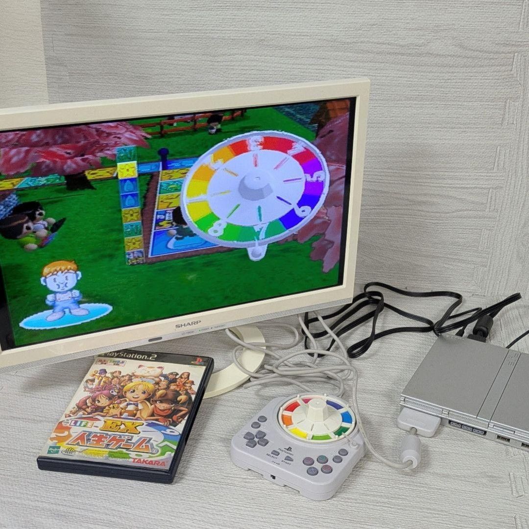  プレイステーション2 PS 2 薄型 SCPH 79000 取扱説明書 ACコード 元箱 サテンシルバー 人生ゲームコントローラー EX人生ゲームカセット 本体 プレイステーション2(PS2)