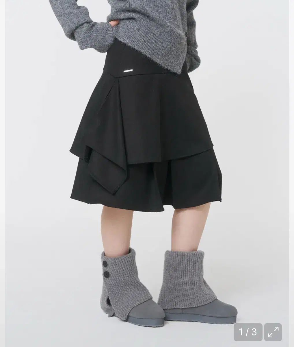 迷キーソウル スカート Sei layered midi Skirt BLACK