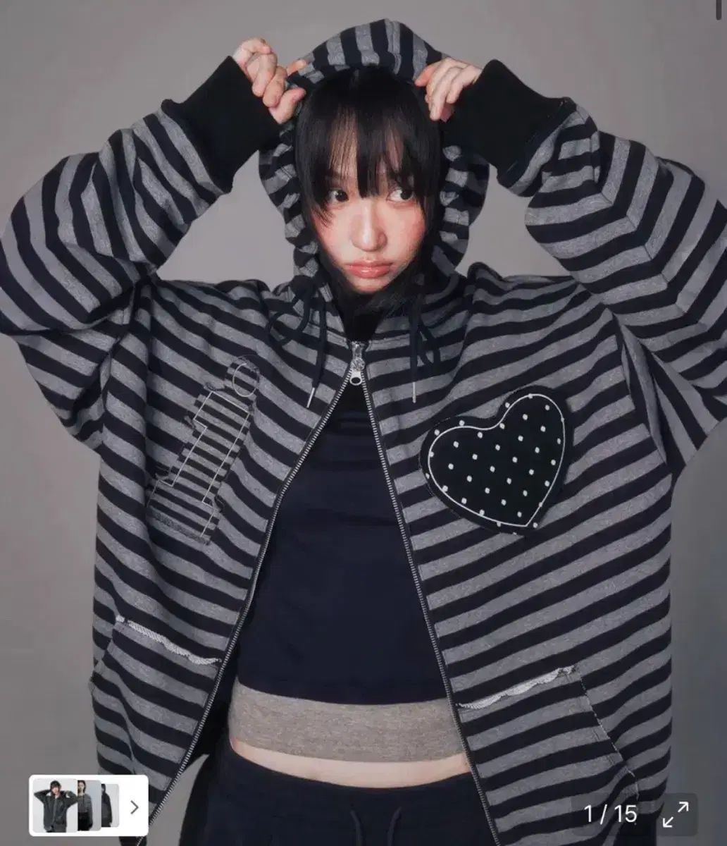 ユーヒー アプリリ フーディー ジップアップ CHARCOAL