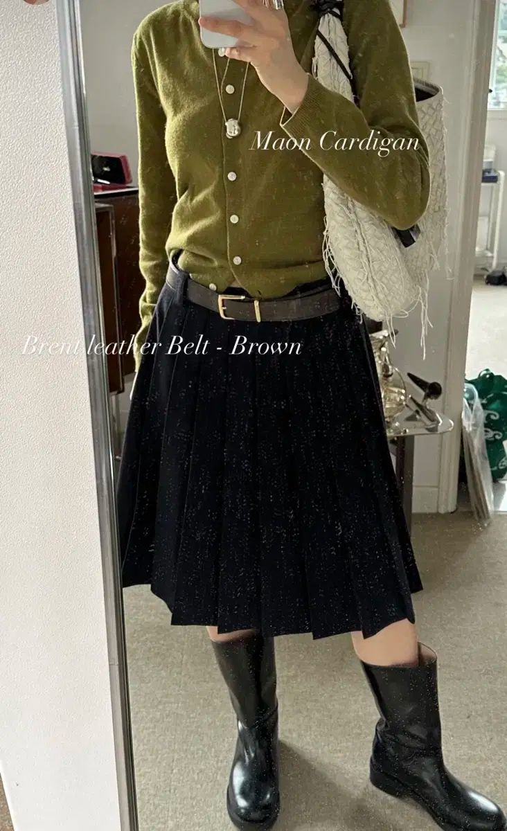 実物画像あり0 リボン빛 ribbonbit Pleated Midi Skirt ネイビー