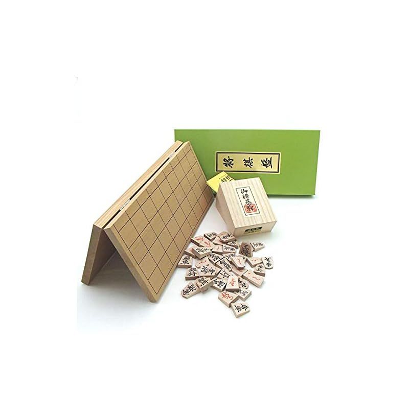 木製将棋盤セット 新桂５号折将棋盤と木製楓押し駒裏赤 四大書体の1番 書体の菱湖 桐箱入り