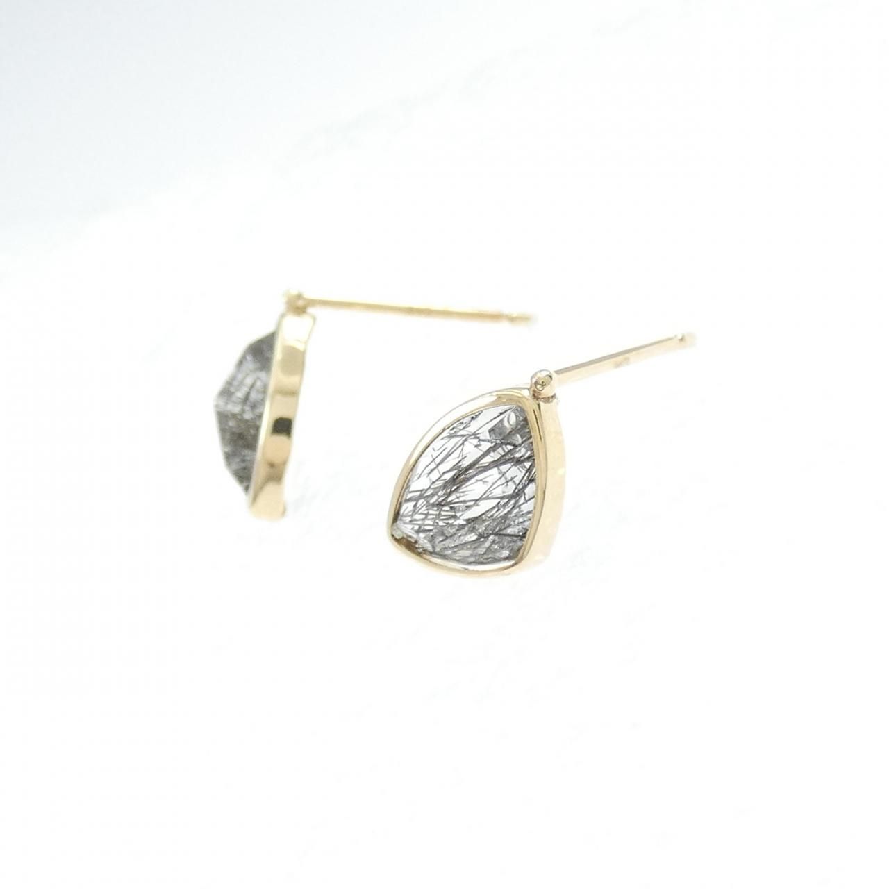 K 10 YG トルマリンインクォーツ ピアス