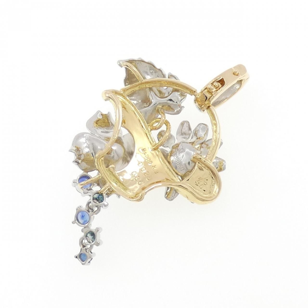 石川暢子 フラワー サファイヤ ペンダント 0.36 CT