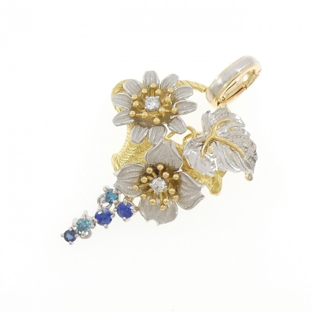 石川暢子 フラワー サファイヤ ペンダント 0.36 CT