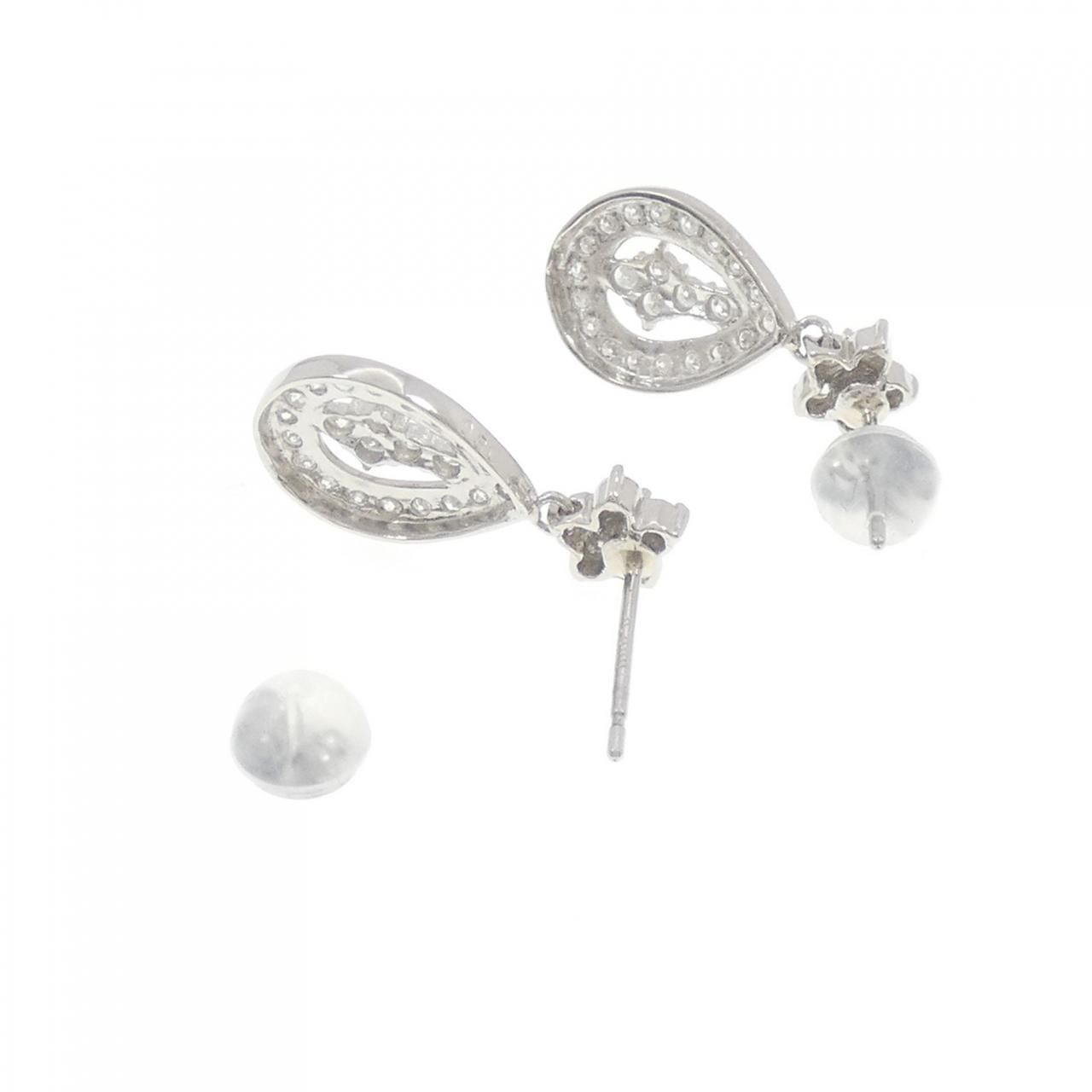  PT 900 フラワー ダイヤモンド ピアス 0.60 CT イヤリング アクセサリー