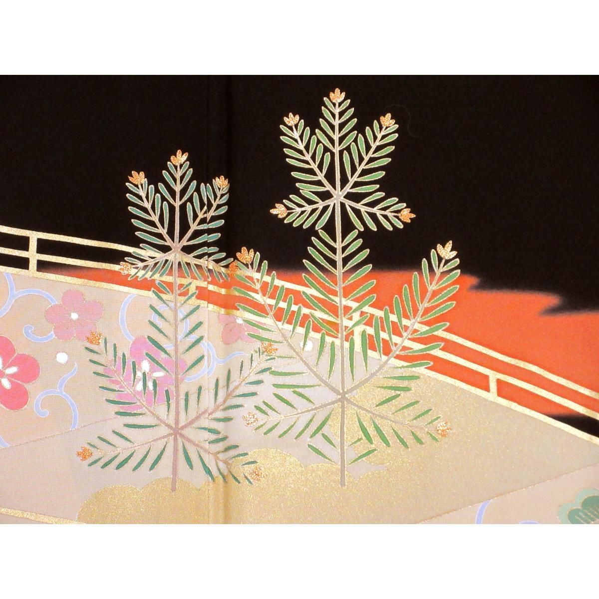 友禅金彩加工 刺繍入り