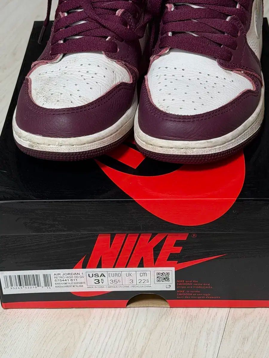 ナイキ エア ジョーダン1 OG GS ボルドー 225