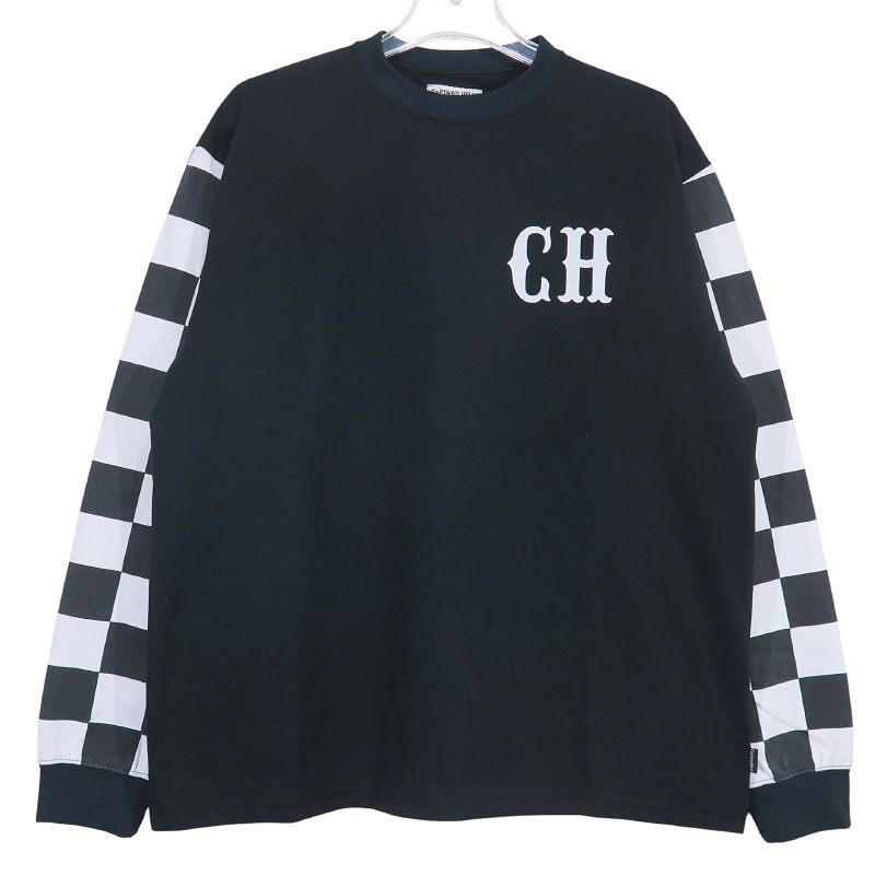 CAPTAINS HELM キャプテンズヘルム CHECKER UV-DRY PRIMEFLEX L S TEE チェッカー ロングスリーブ Tシャツ ブラック ロンT 長袖 カットソー サイズM novz
