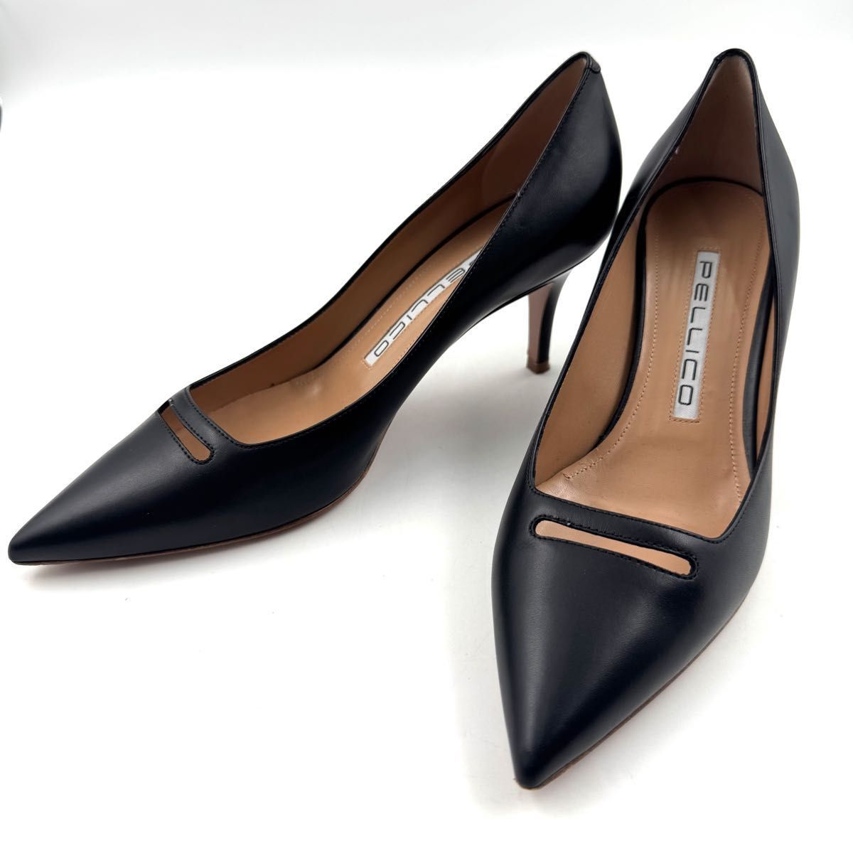 PELLICO ANIMA ペリーコ アニマ パンプス 黒 本革 スリット イタリア製 フォーマル オフィス 37 5