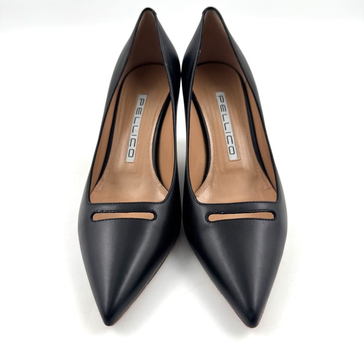 PELLICO ANIMA ペリーコ アニマ パンプス 黒 本革 スリット イタリア製 フォーマル オフィス 37.5
