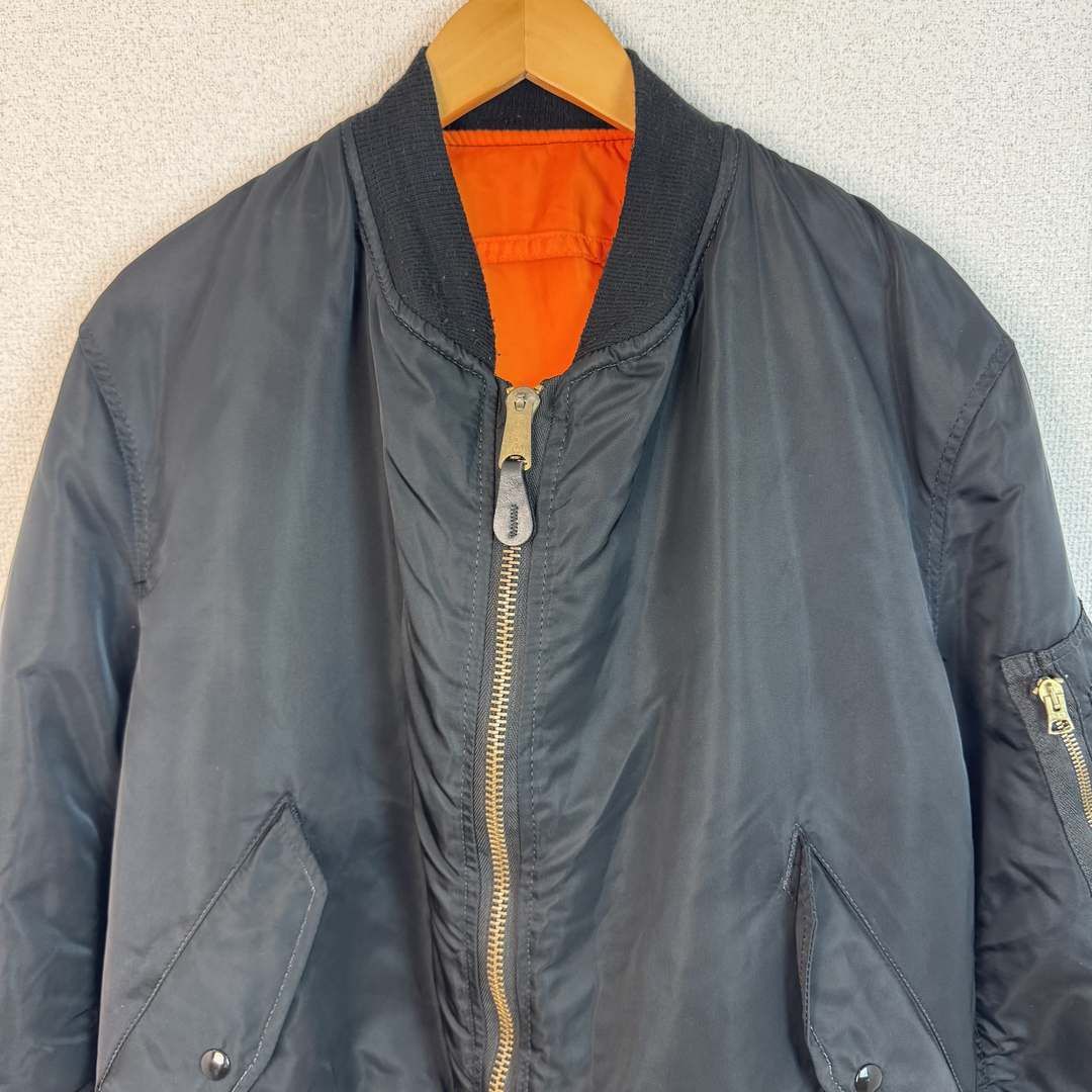 90s Alpha Industries アルファインダストリーズ ストリート MA-1 フライトジャケット ブラック メンズ 古着 アメカジ リバーシブル