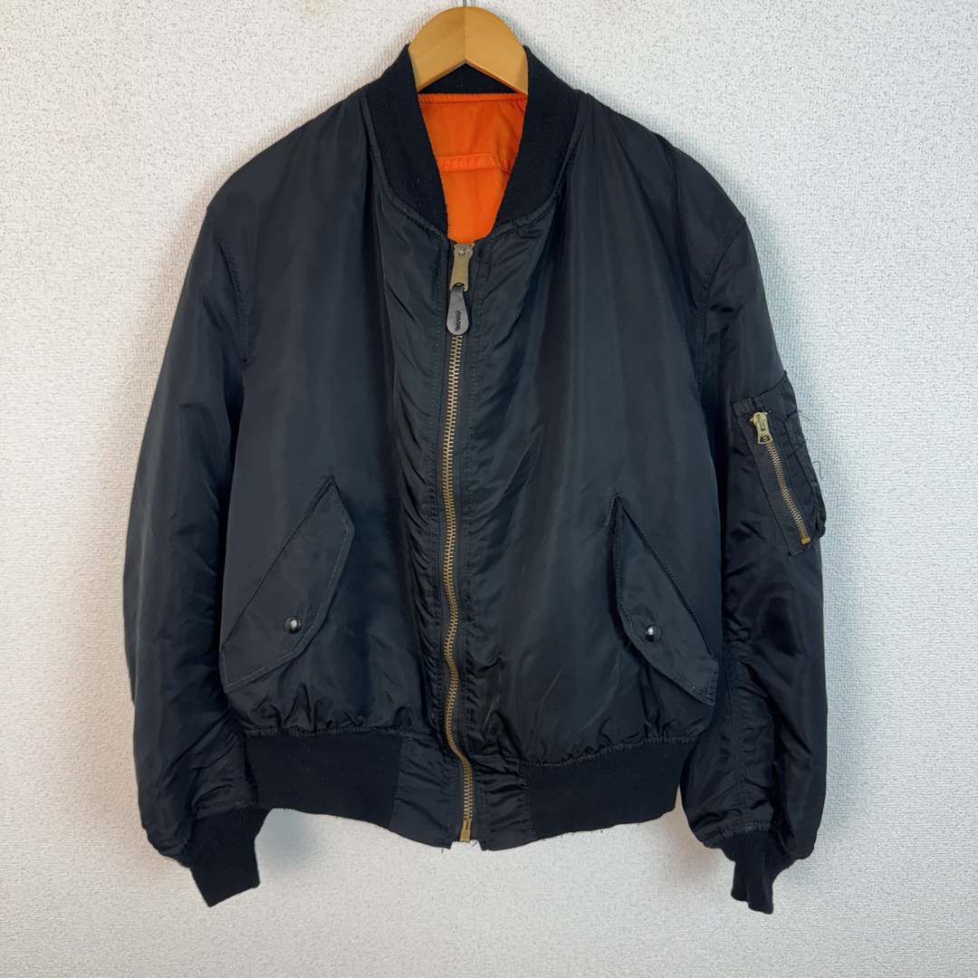 90s Alpha Industries アルファインダストリーズ ストリート MA-1 フライトジャケット ブラック メンズ 古着 アメカジ リバーシブル