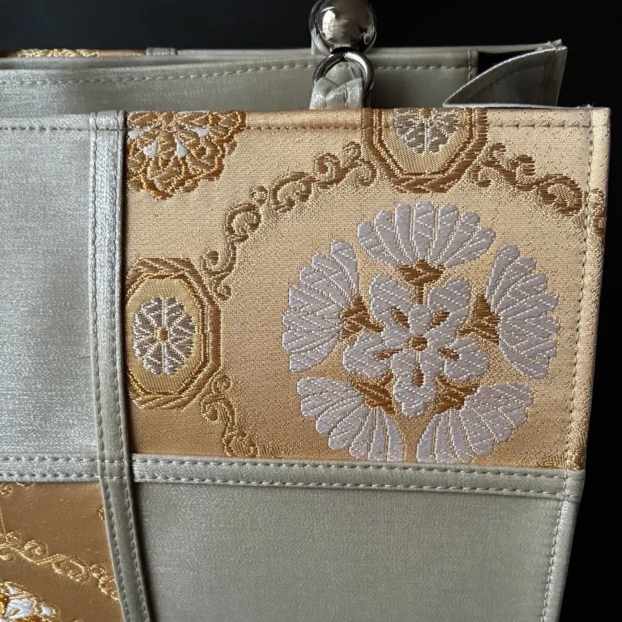 西陣織帯地 ベージュサテン